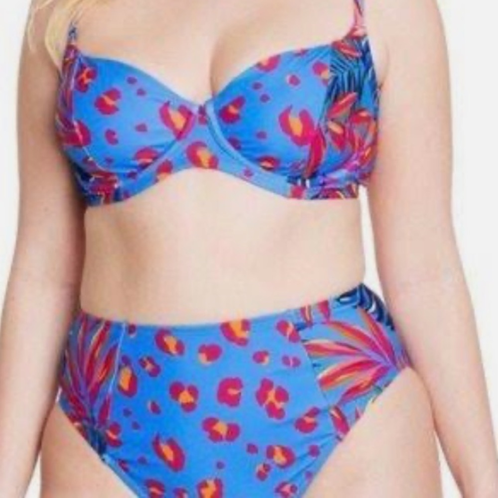 Tabitha Brown Bikini set Women’s Tropical/Leopard Print Blue Size Small S